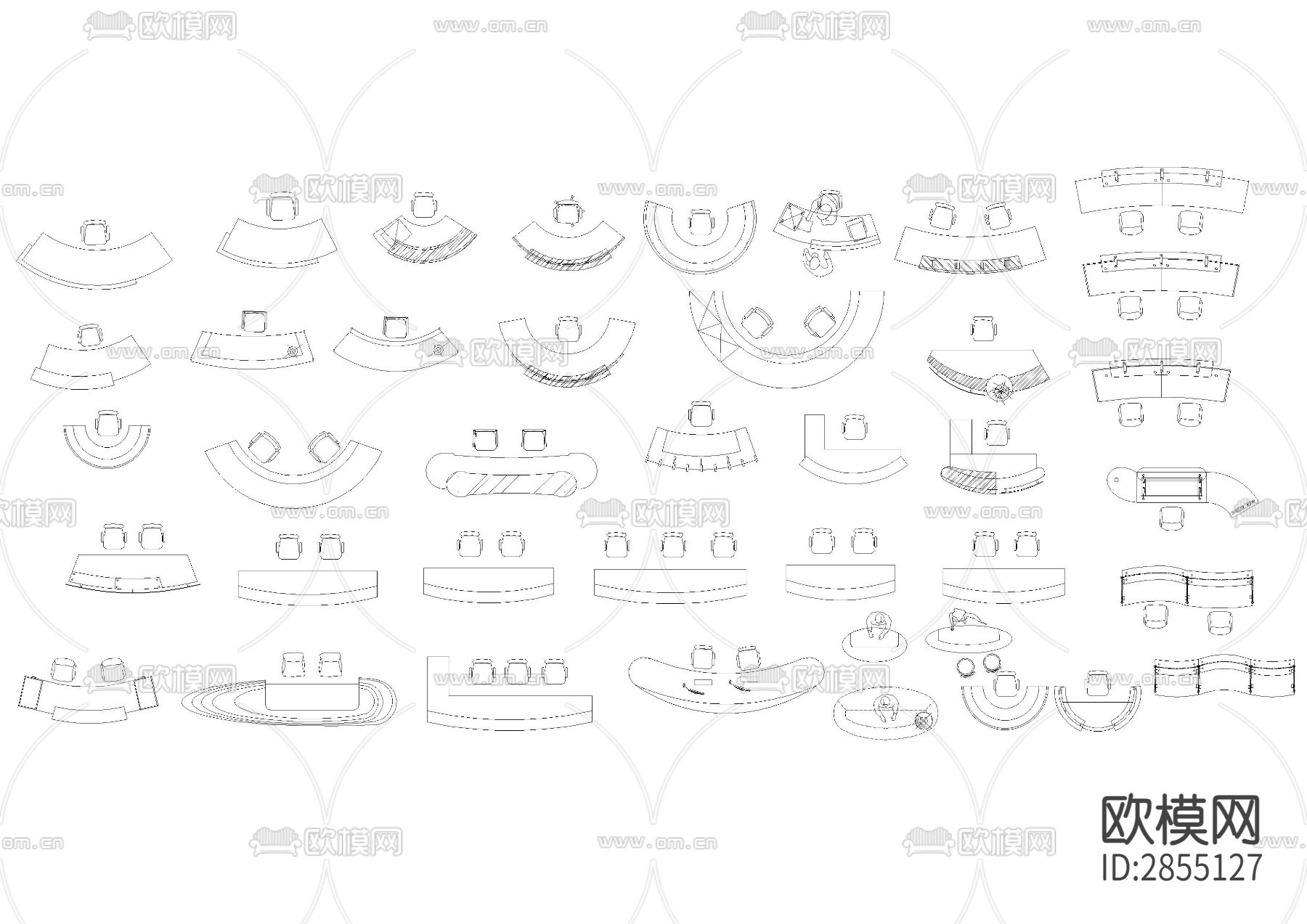 接待台服务台圆弧型前台CAD图库下载（渲染图2）
