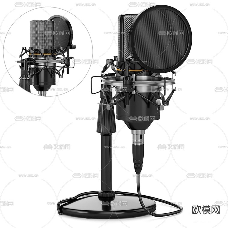 电容麦克风 话筒 立麦3d模型下载_ID14284230_3dmax免费模型-欧模网