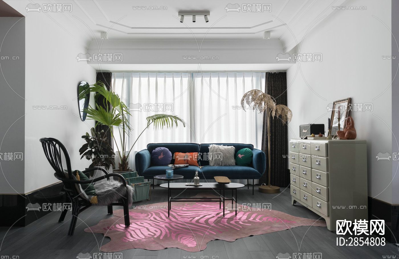 北欧轻熟清新美式联排别墅CAD施工图下载（渲染图3）