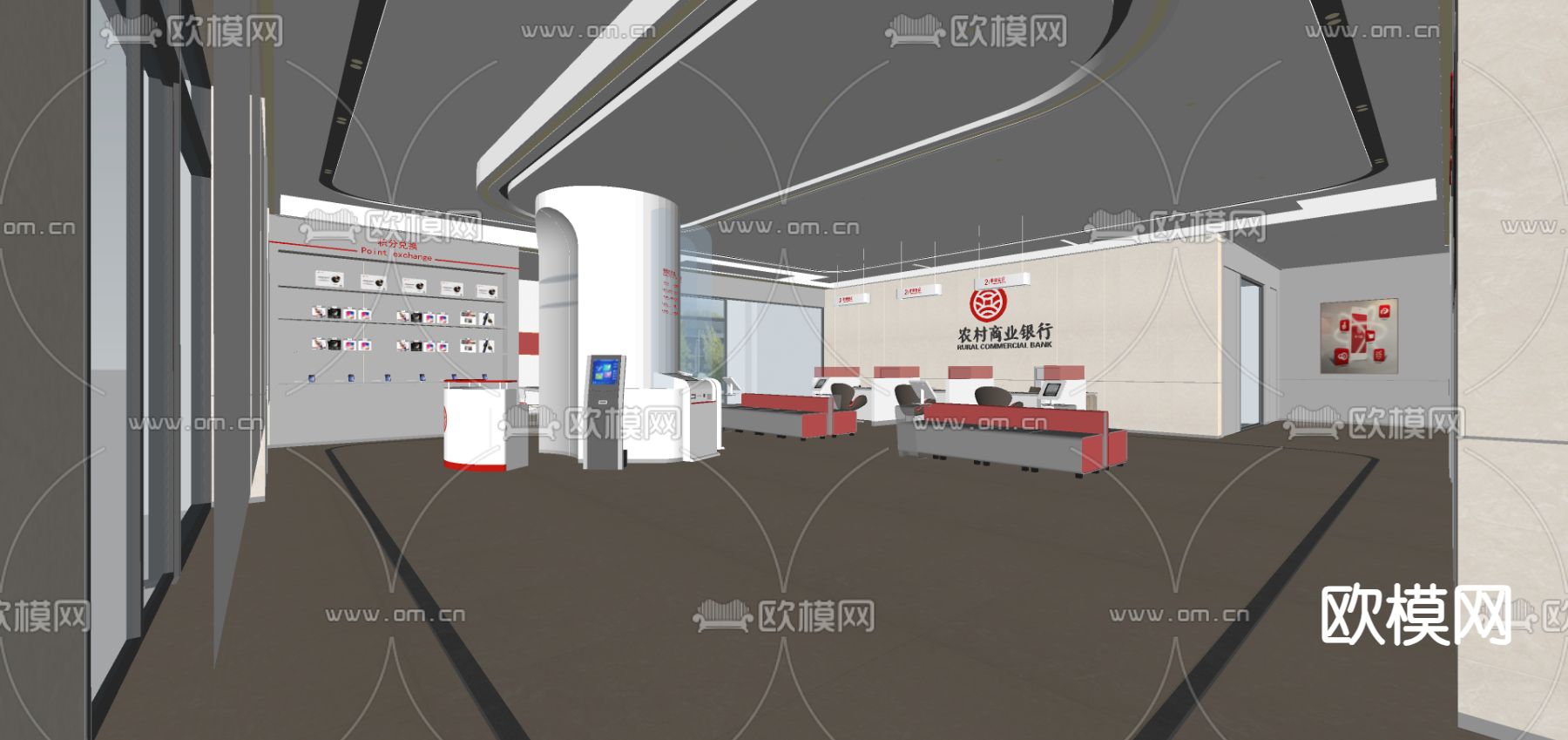 银行大厅su模型下载（渲染图3）
