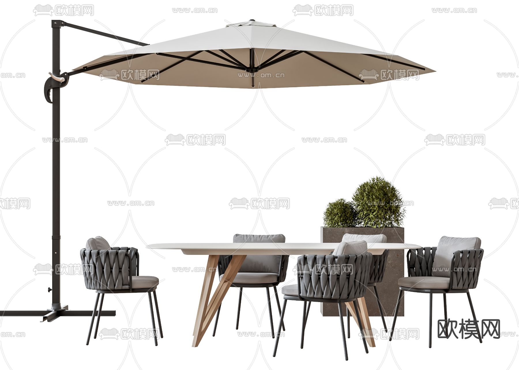 户外桌椅 阳台桌椅 遮阳伞3d模型