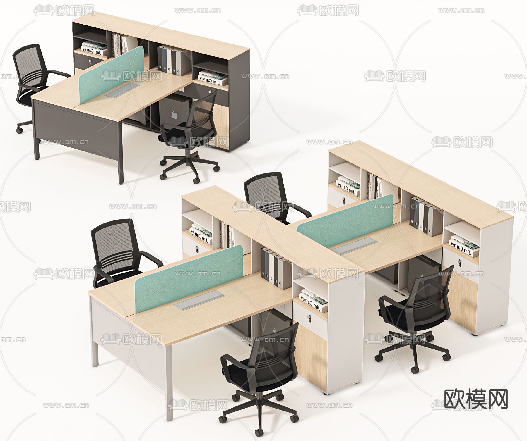 卡位办公桌 工位3d模型下载