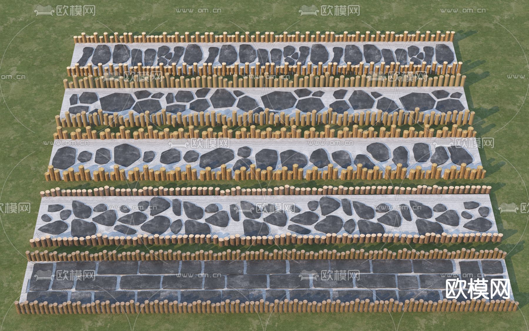 新中式汀步 小品3d模型下载