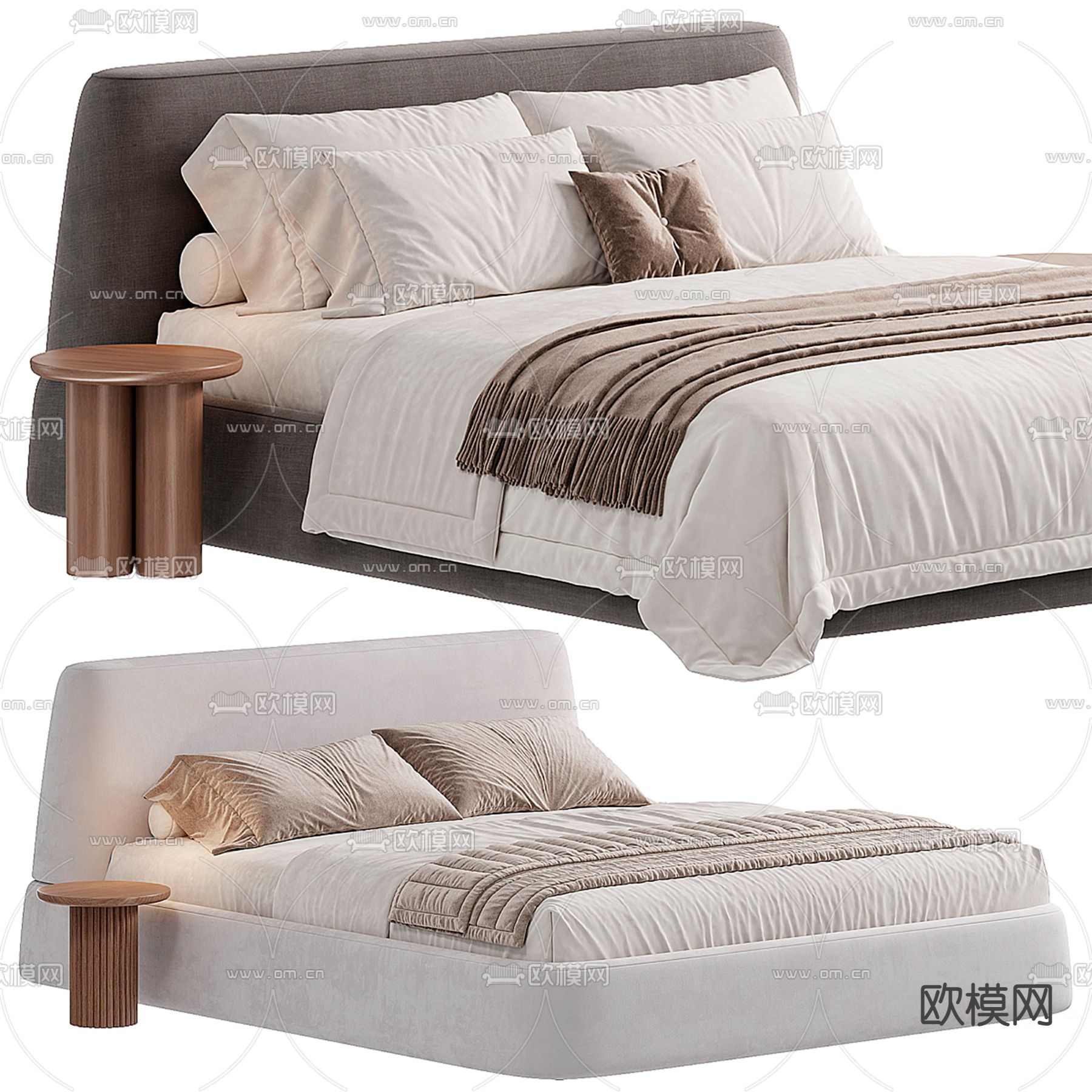 Meridiani 双人床3d模型下载（渲染图1）