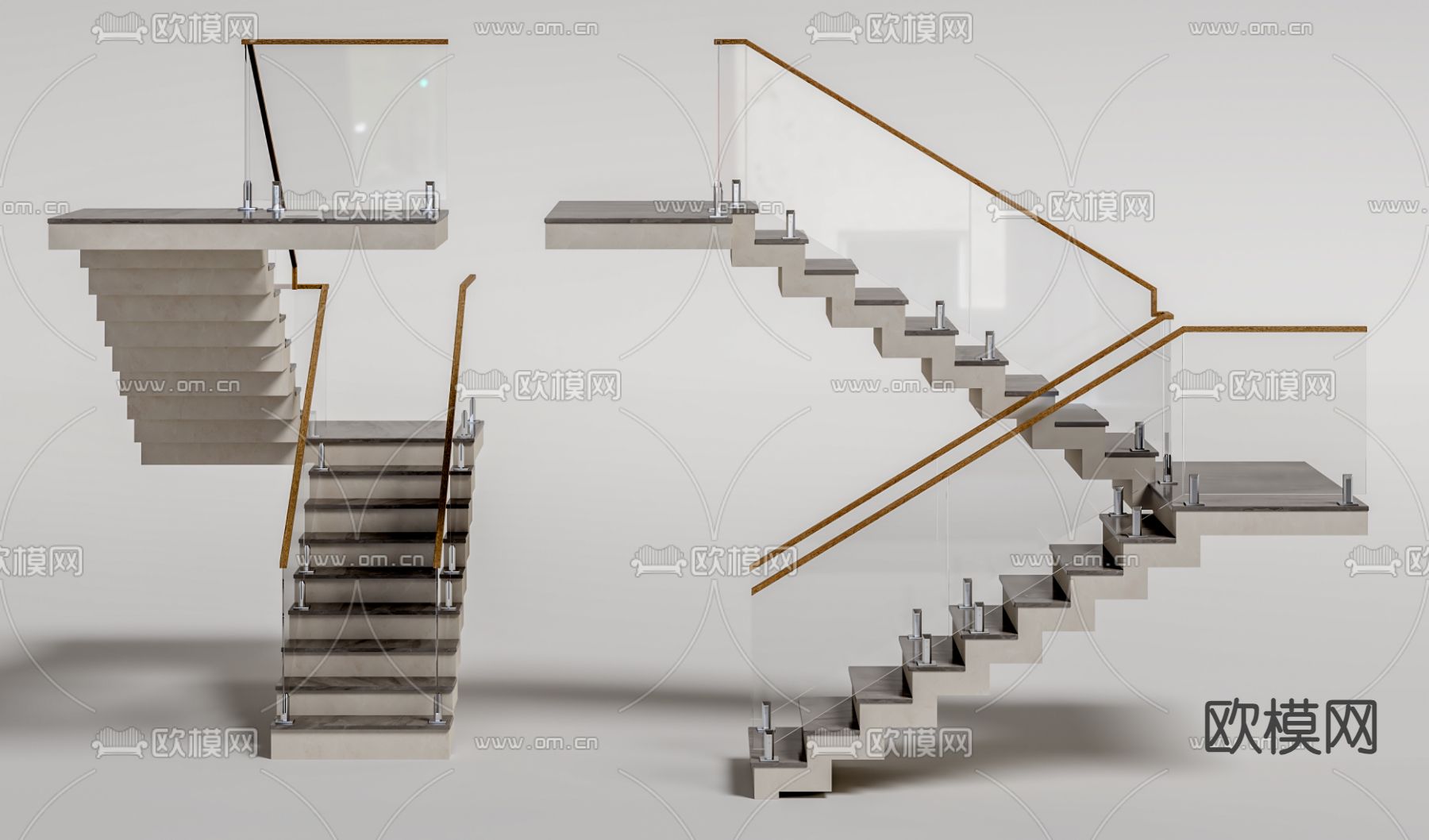 玻璃楼梯3d模型下载