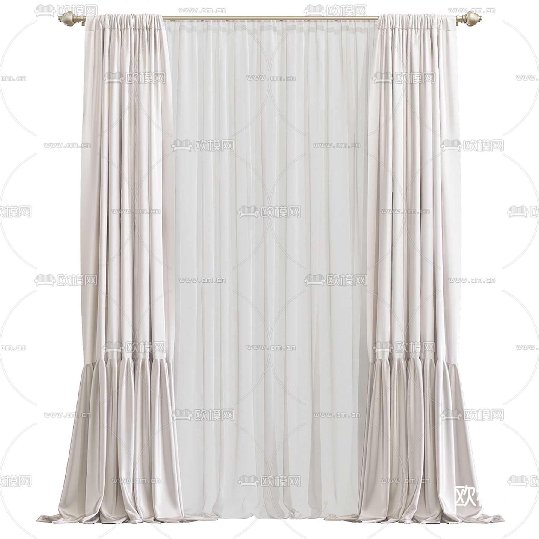 窗帘 窗纱3d模型下载（渲染图1）