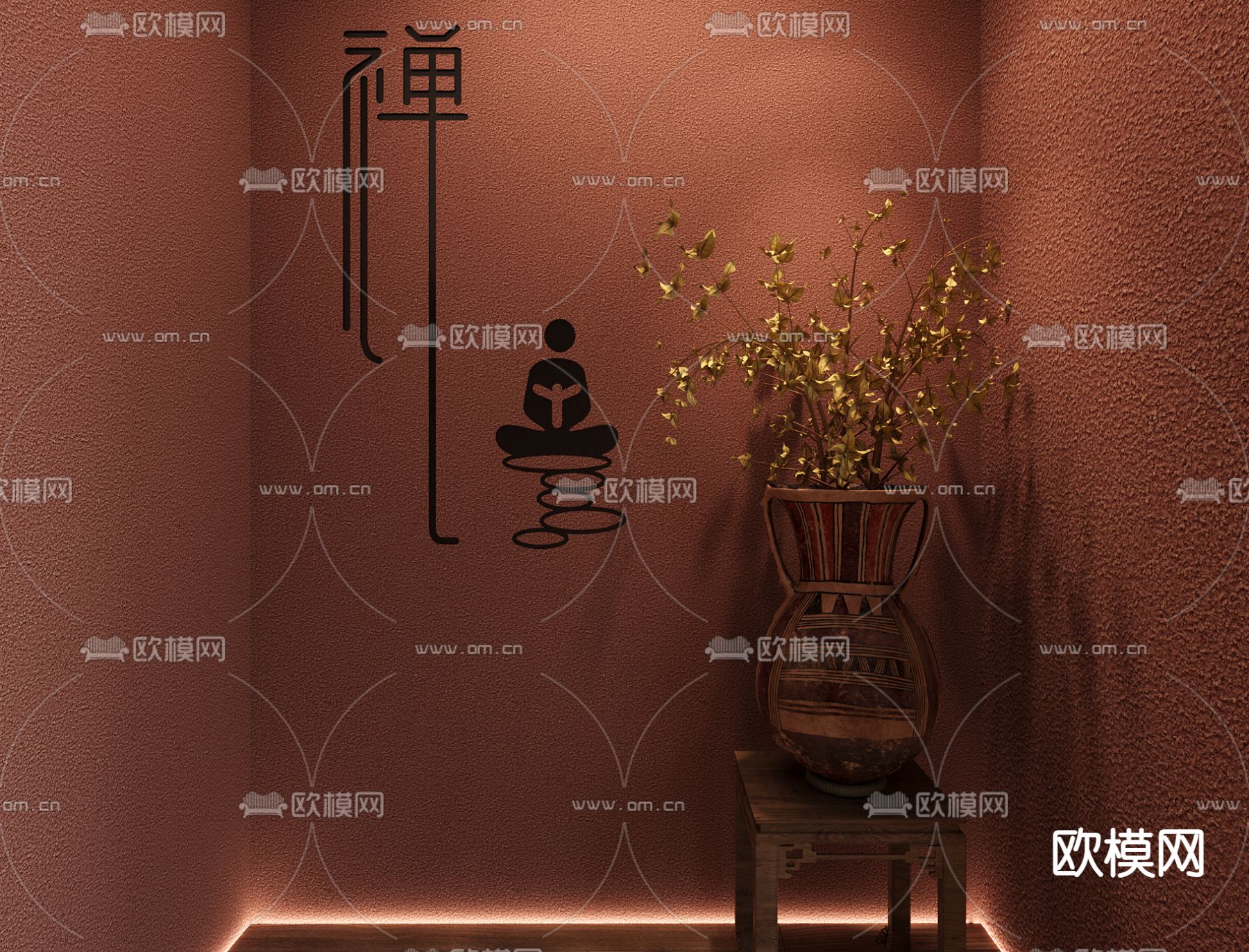 新中式花瓶 花艺 插花3d模型下载