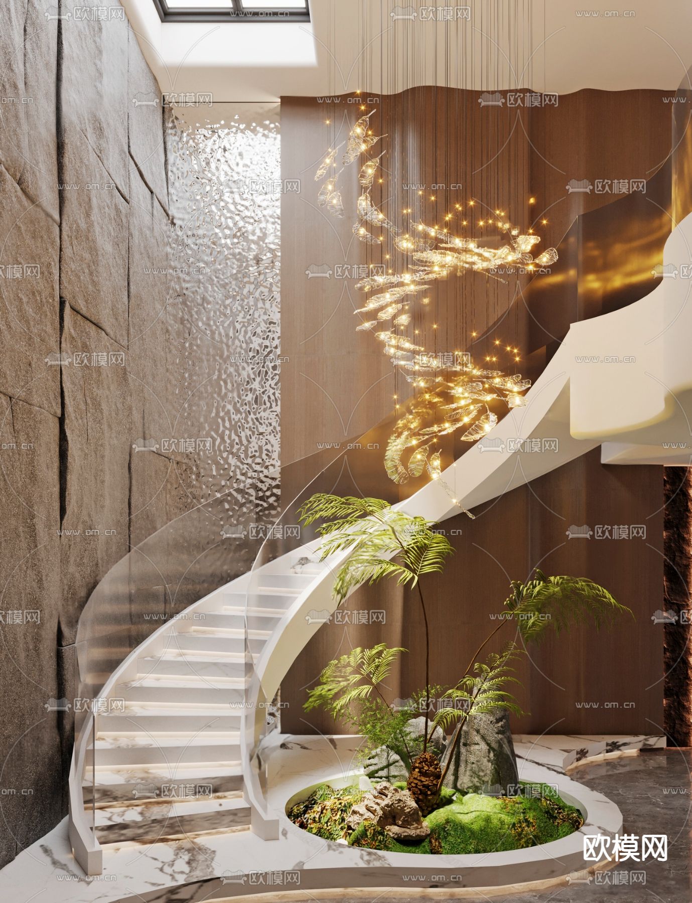 现代楼梯间su模型下载（渲染图1）