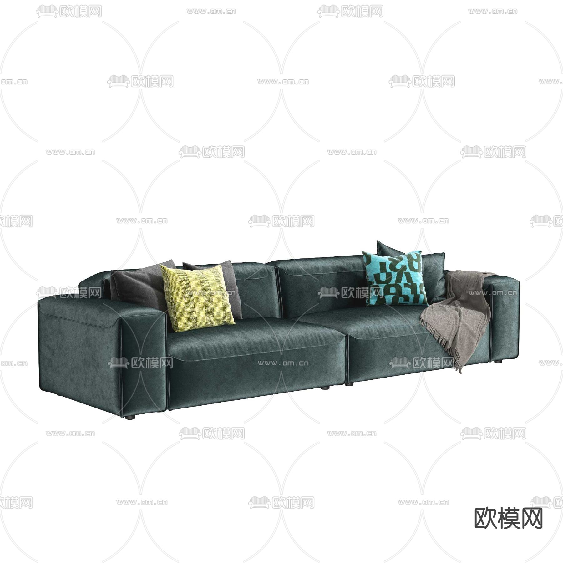 双人沙发 绿色沙发3d模型下载