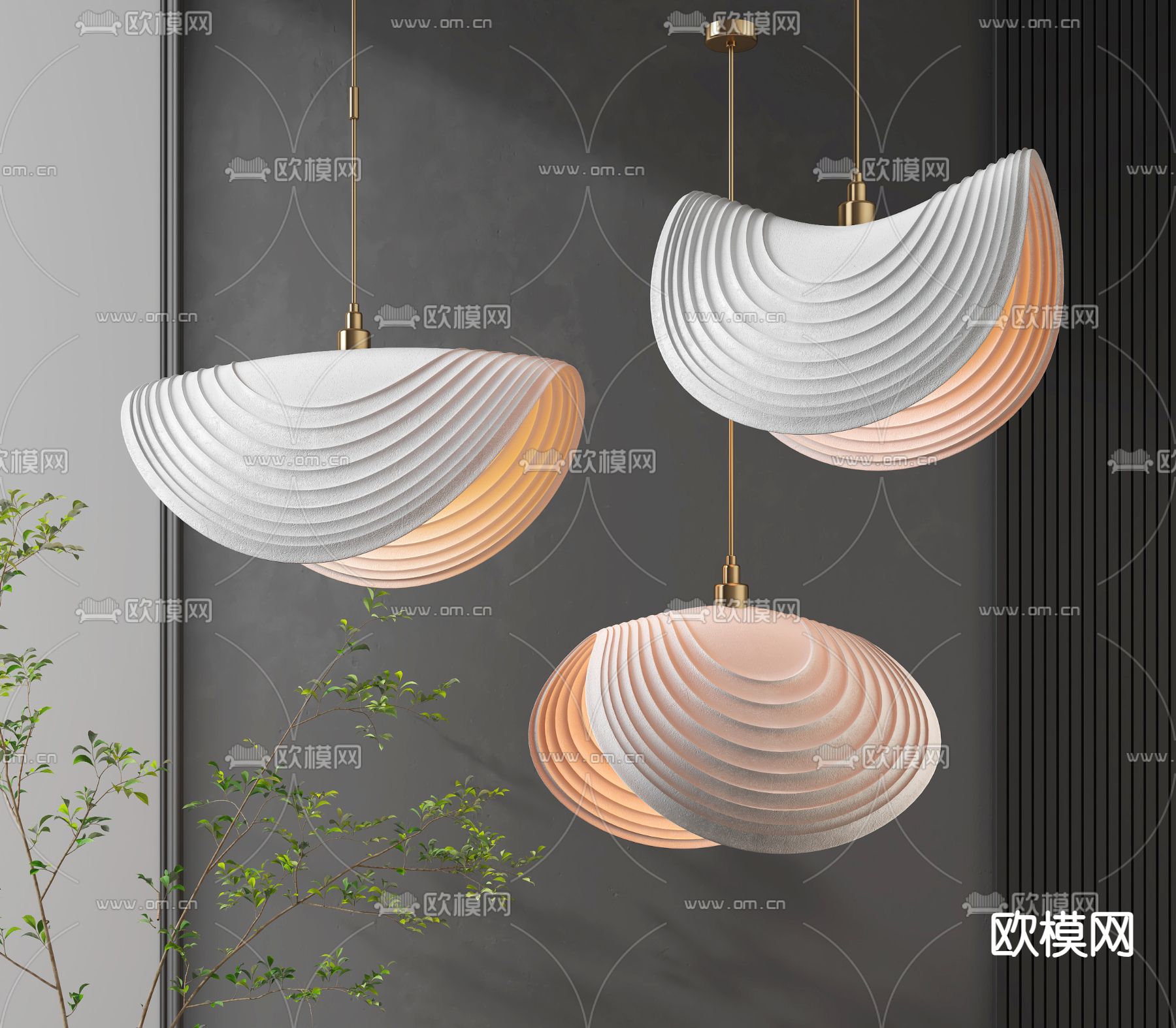 现代艺术吊灯su模型下载（渲染图1）