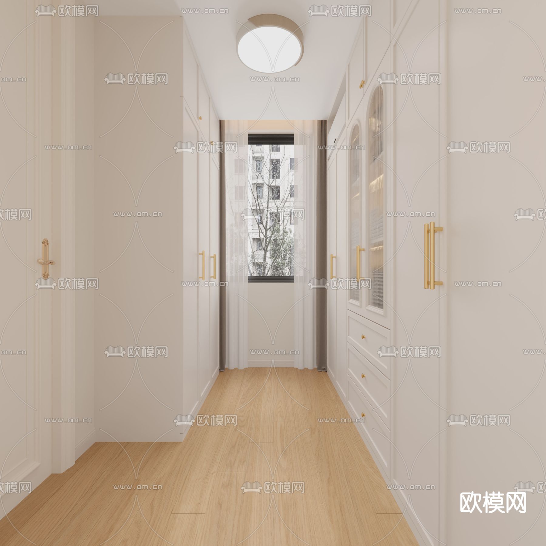 奶油风衣帽间3d模型下载