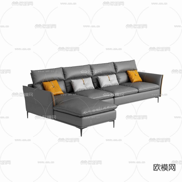 拐角沙发 多人沙发3d模型下载