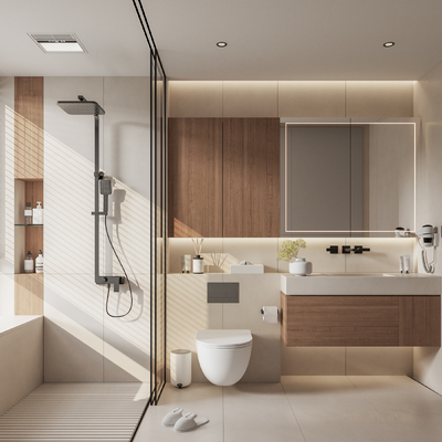 现代卫生间 浴室su模型