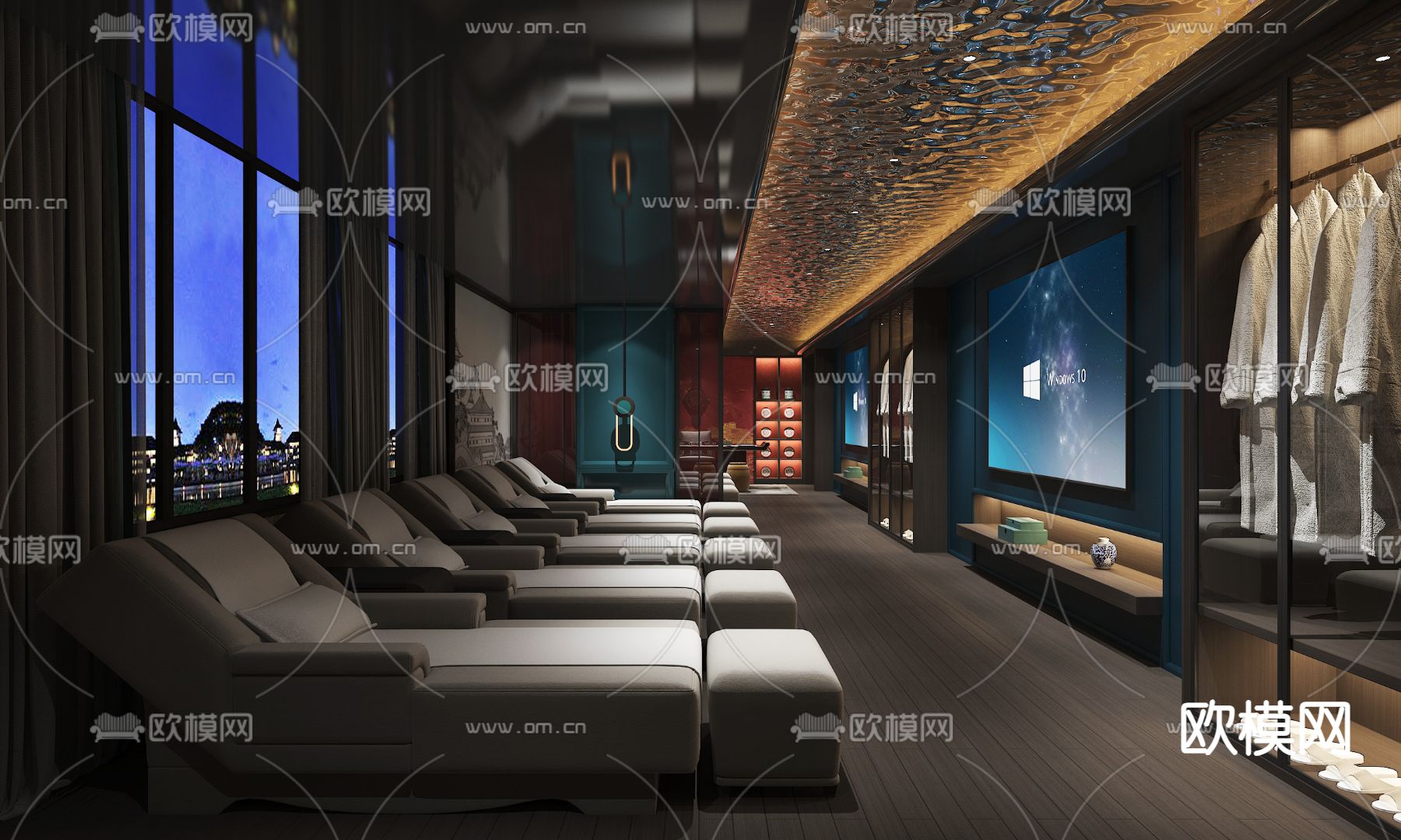 新中式足浴房 沐足阁3d模型下载