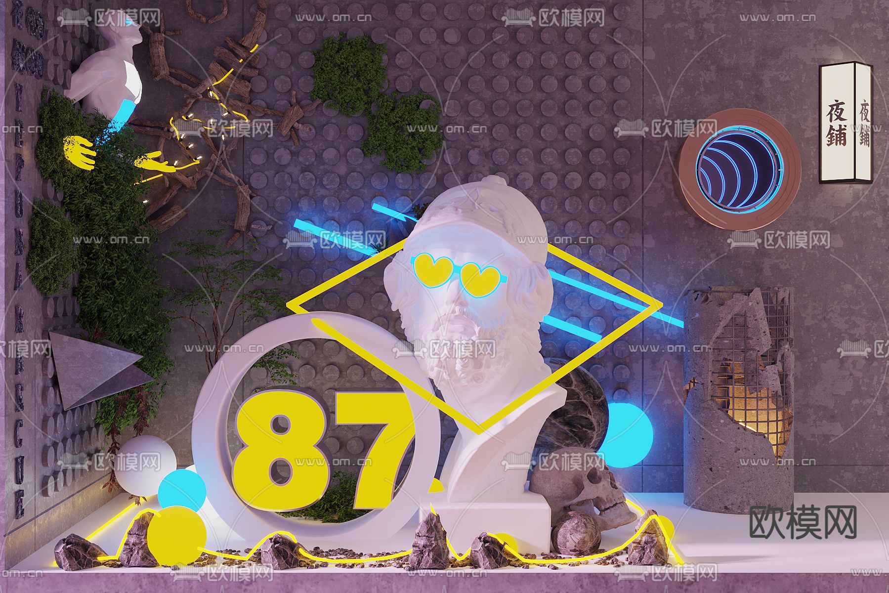 酒吧美陈 人物雕塑3d模型下载