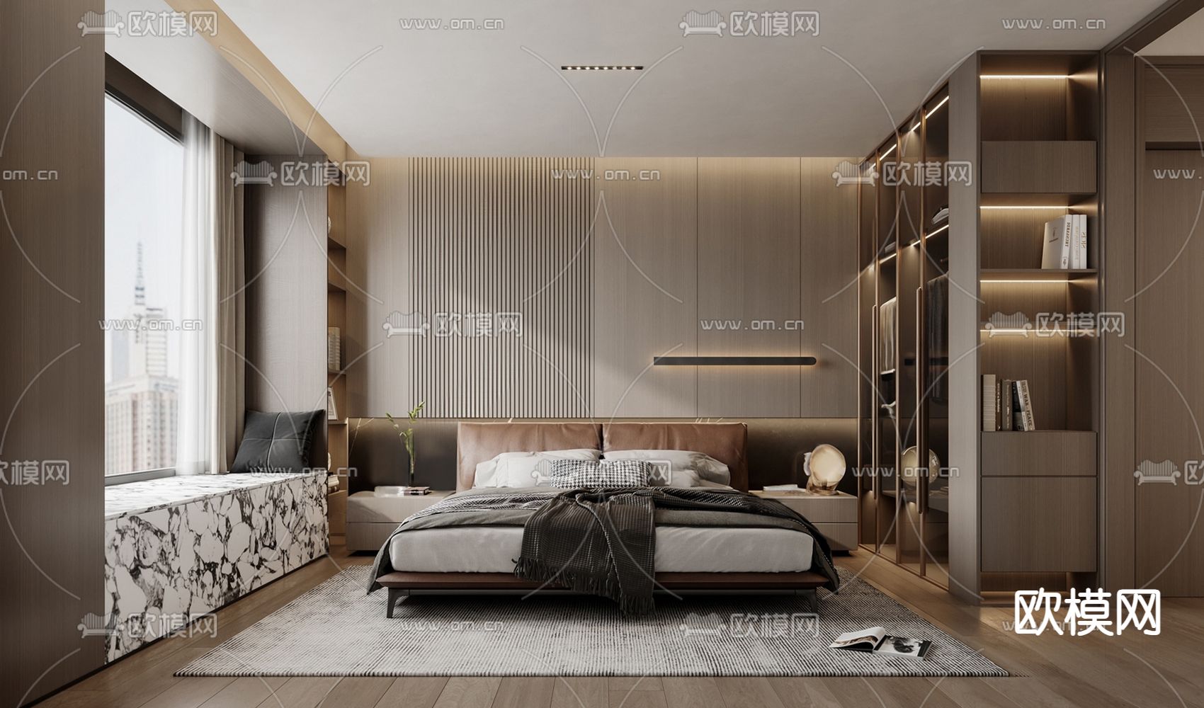 现代卧室su模型下载（渲染图1）