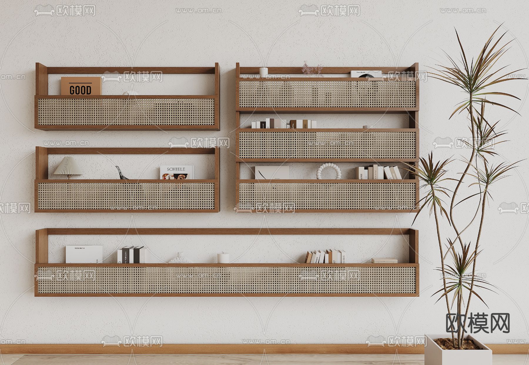 侘寂壁架 置物架su模型下载（渲染图1）
