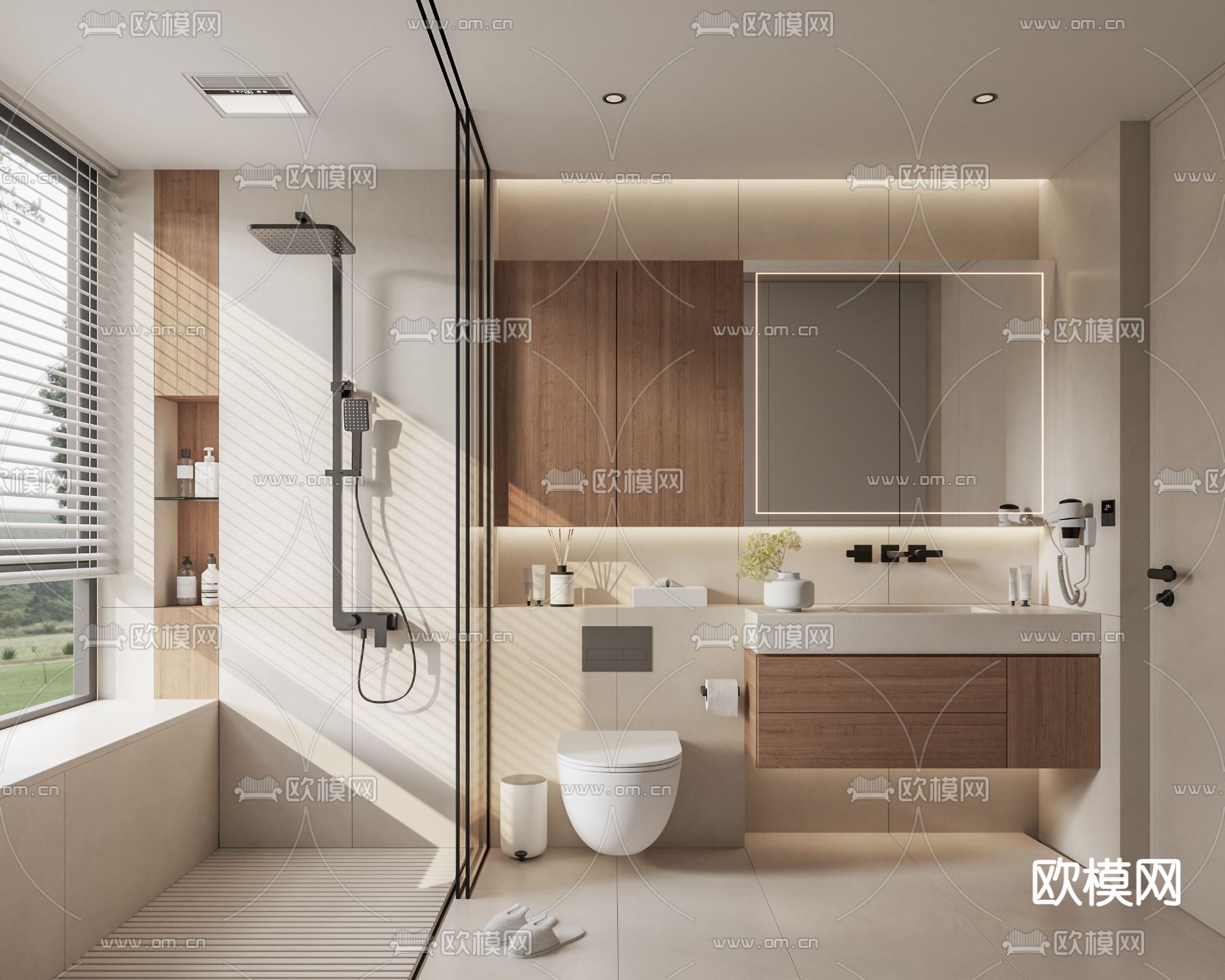 现代卫生间 浴室su模型