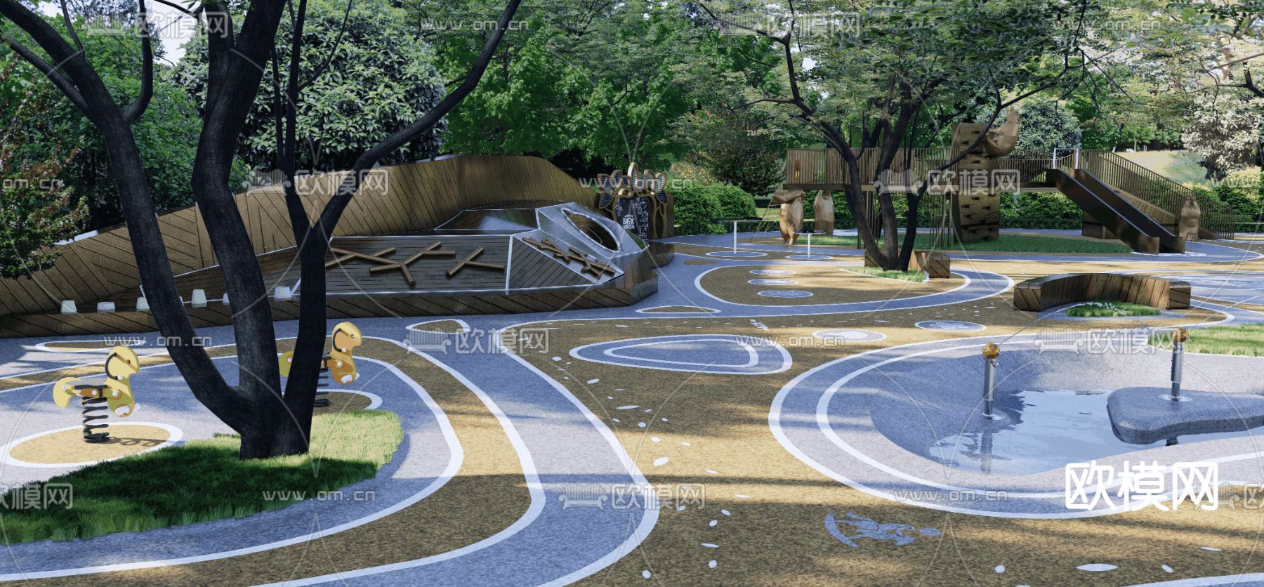 儿童活动场地 探险游乐区su模型下载（渲染图3）