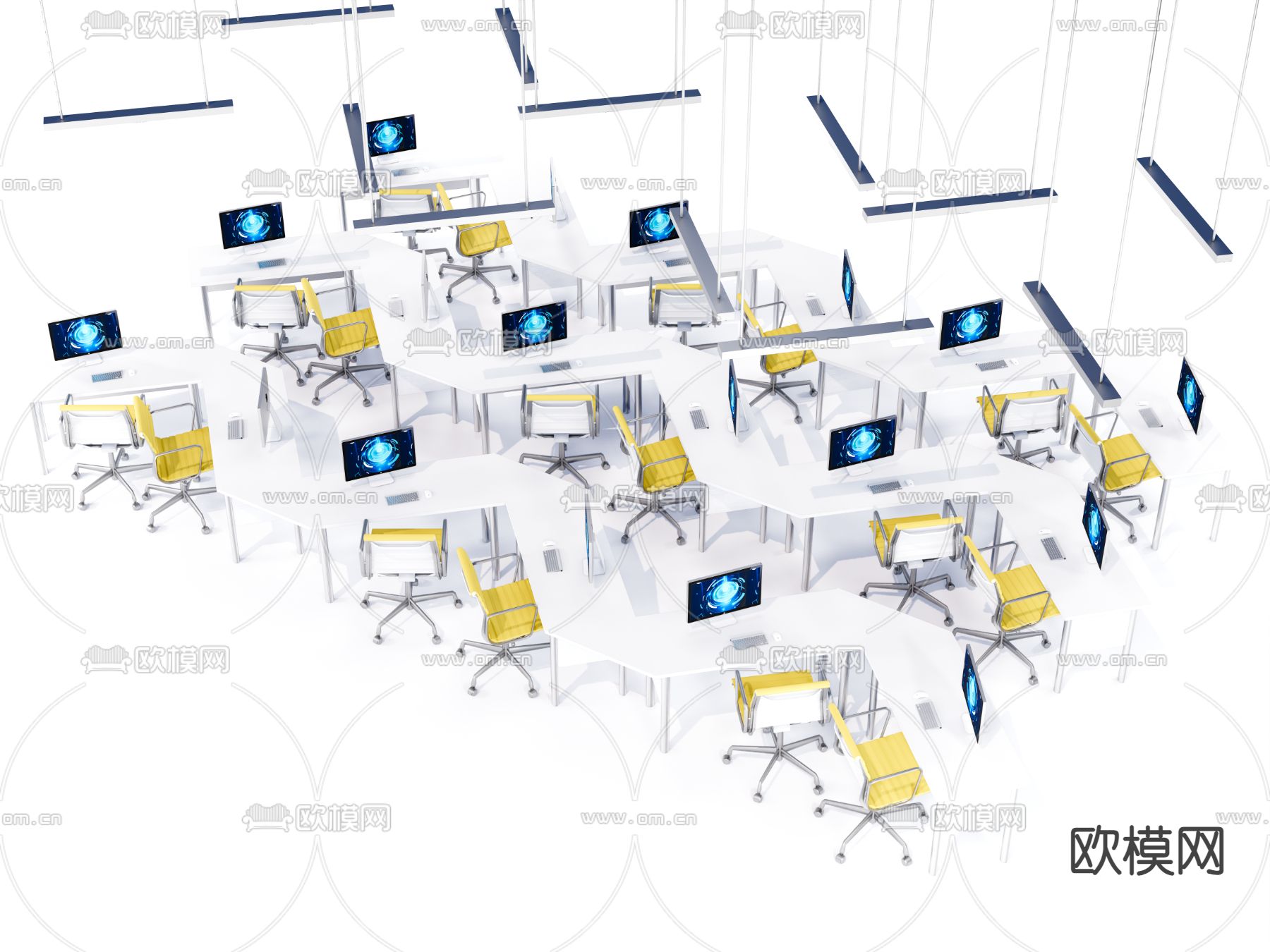 办公桌椅su模型下载（渲染图1）