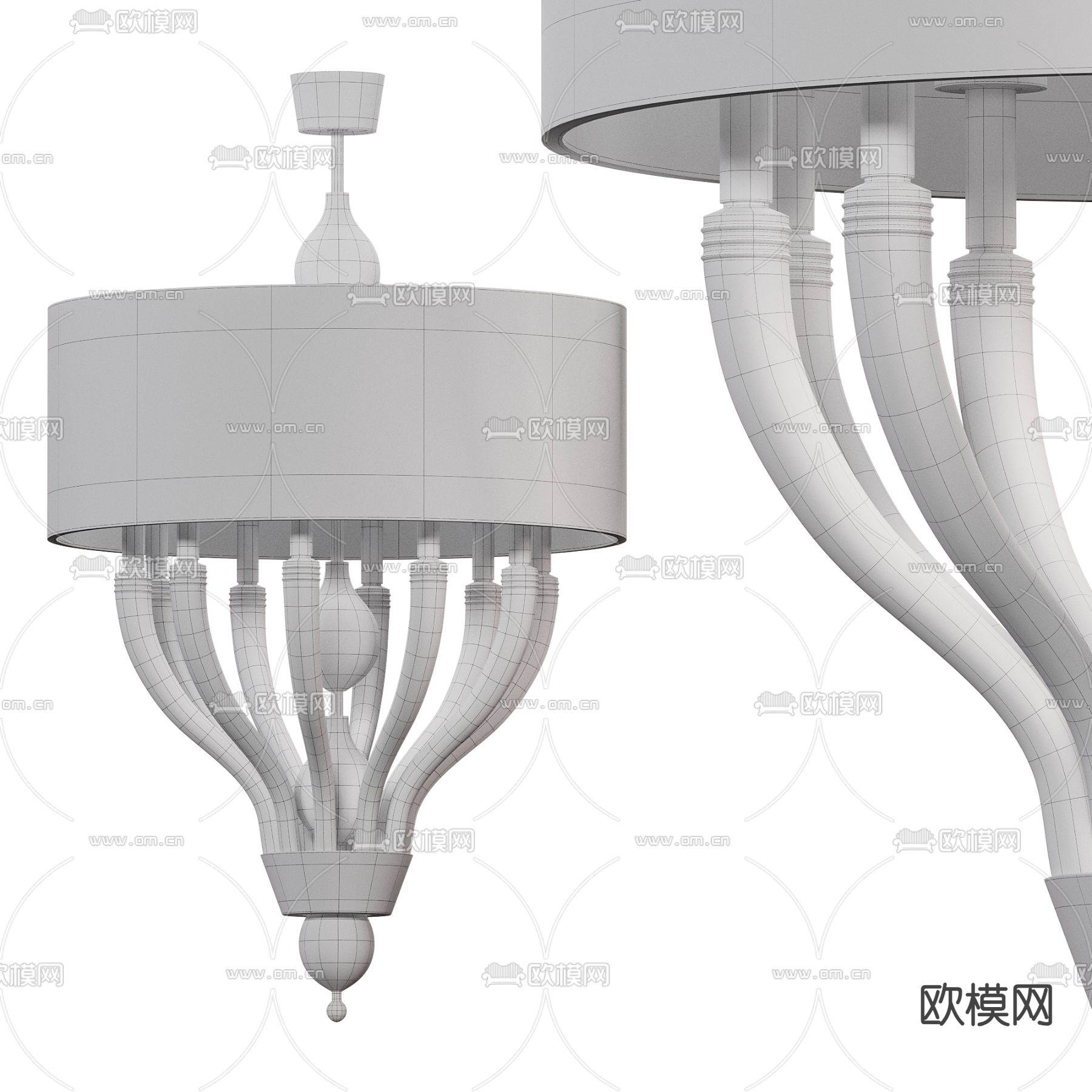 水晶吊灯3d模型下载（渲染图2）