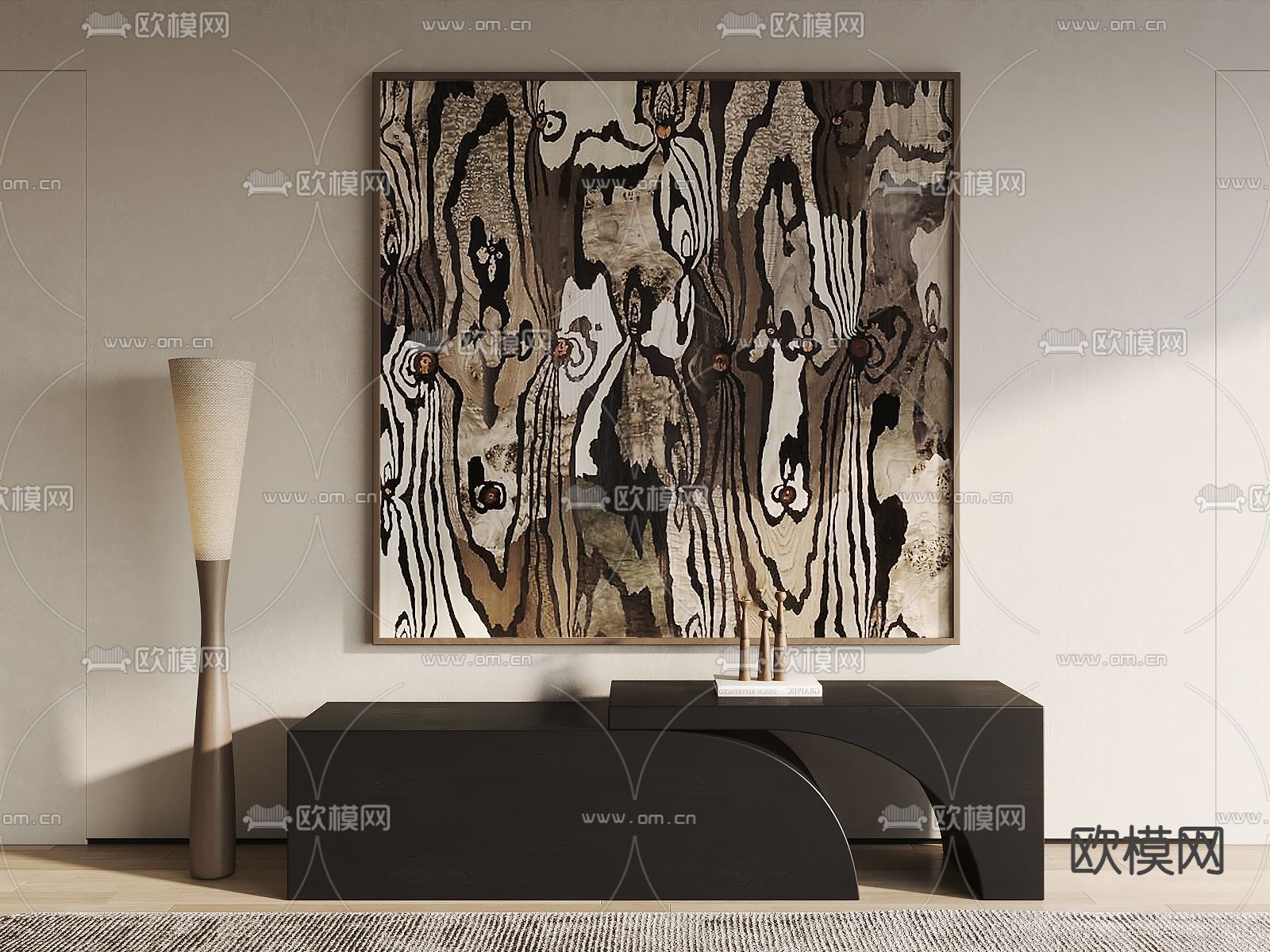 侘寂风装饰画su模型