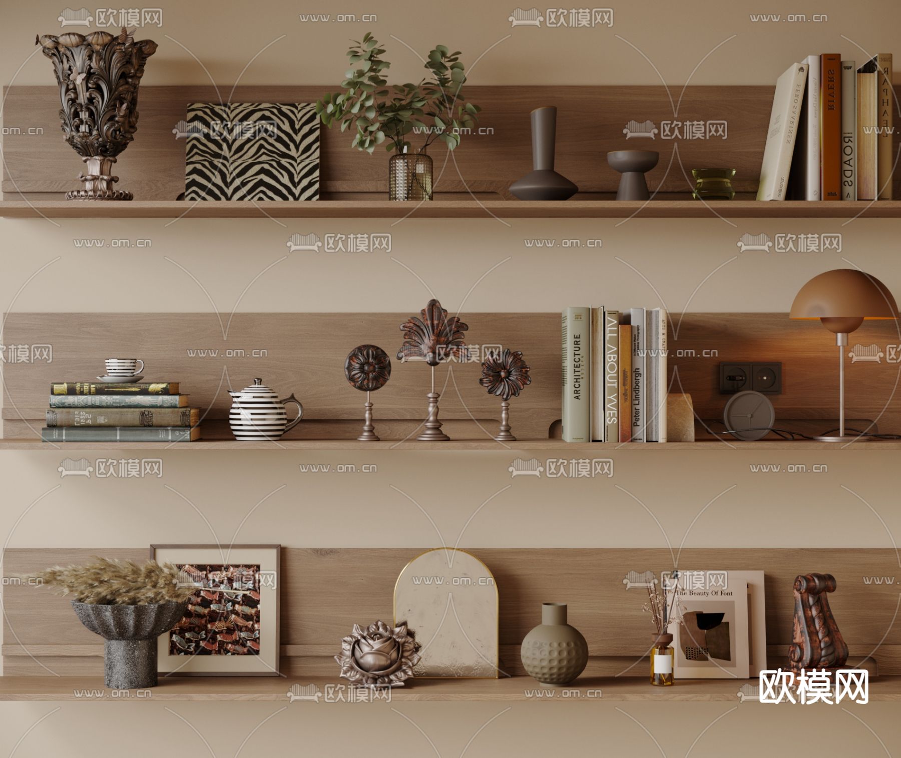 侘寂装饰品 摆件 书籍 雕塑 花瓶3d模型下载