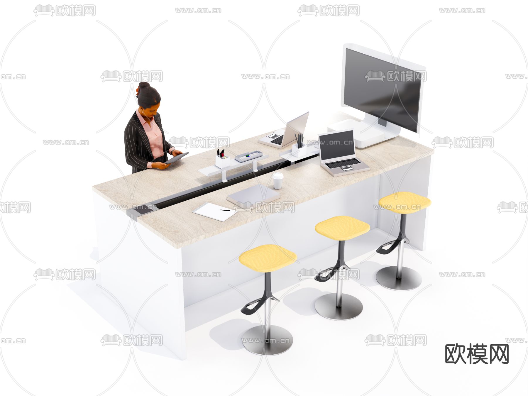 办公会议桌椅su模型下载（渲染图1）