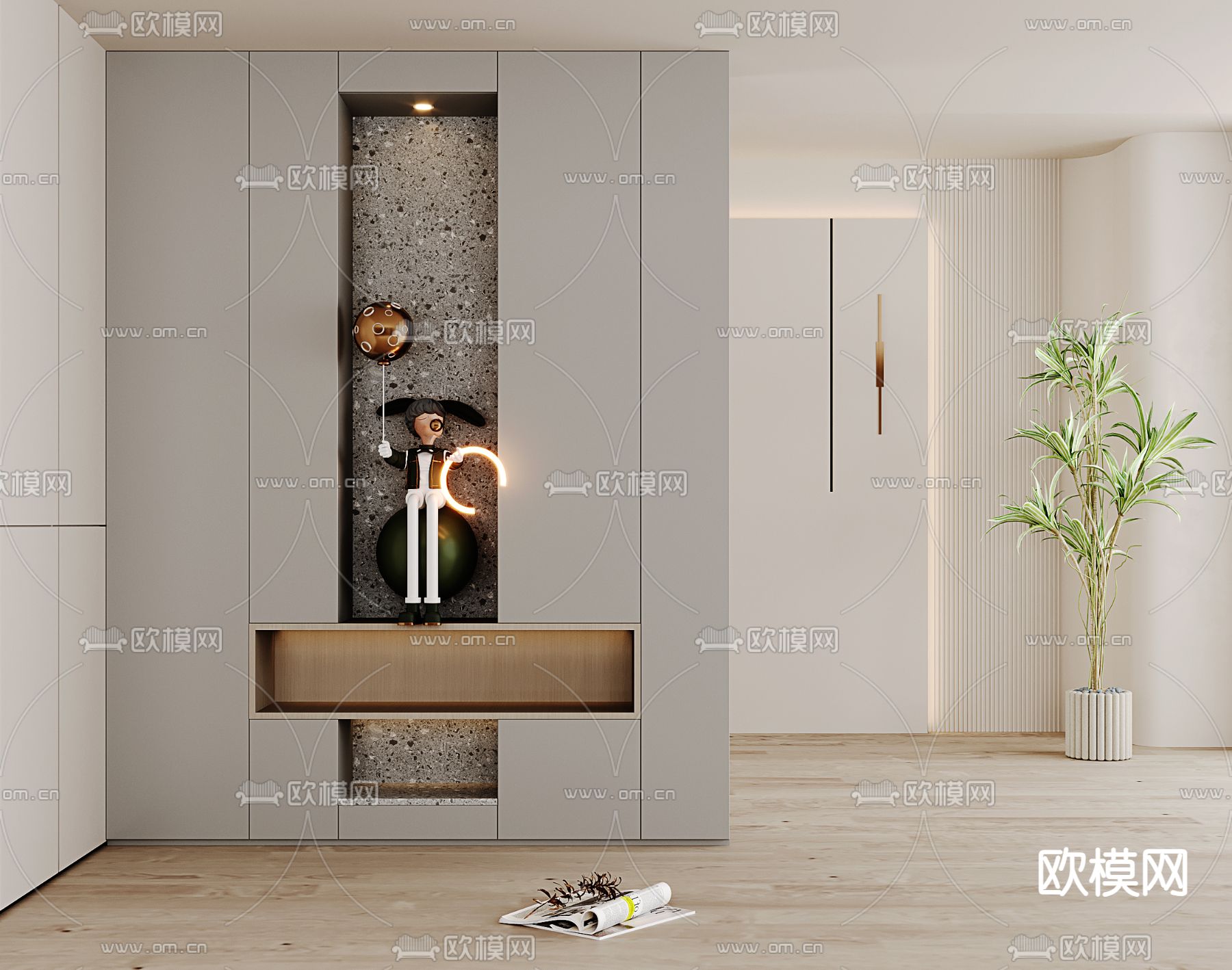 现代玄关 鞋柜su模型下载（渲染图1）
