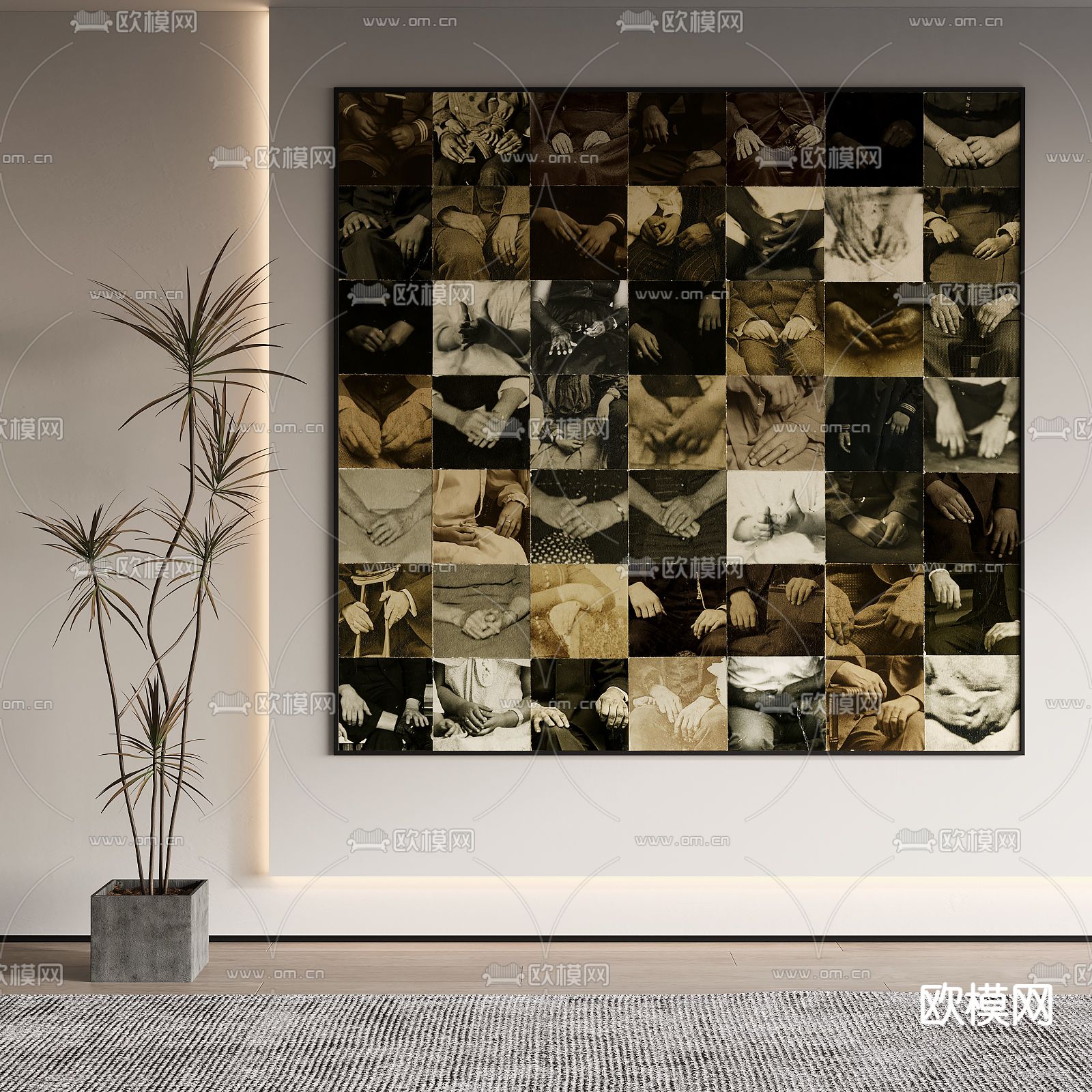 侘寂风抽象画 装饰画3d模型下载