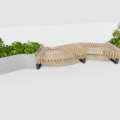  现代户外椅 公共座椅su模型 