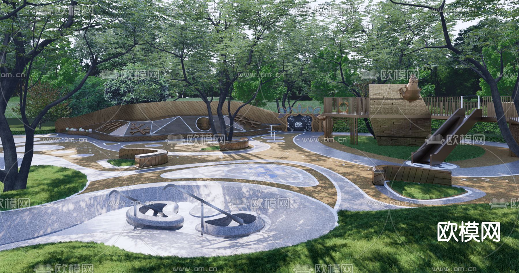 儿童活动场地 探险游乐区su模型下载（渲染图1）