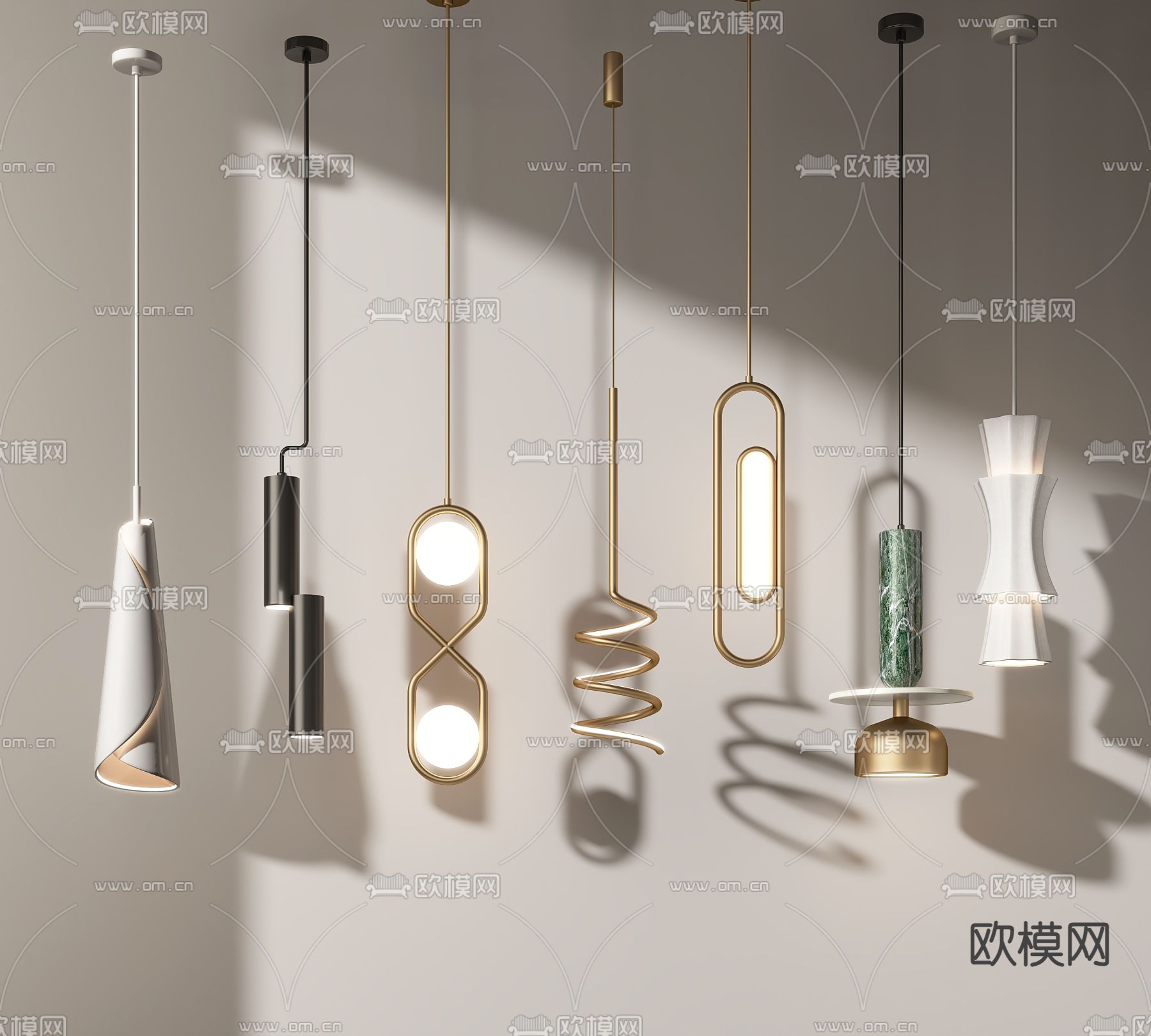 轻奢小吊灯su模型下载（渲染图1）