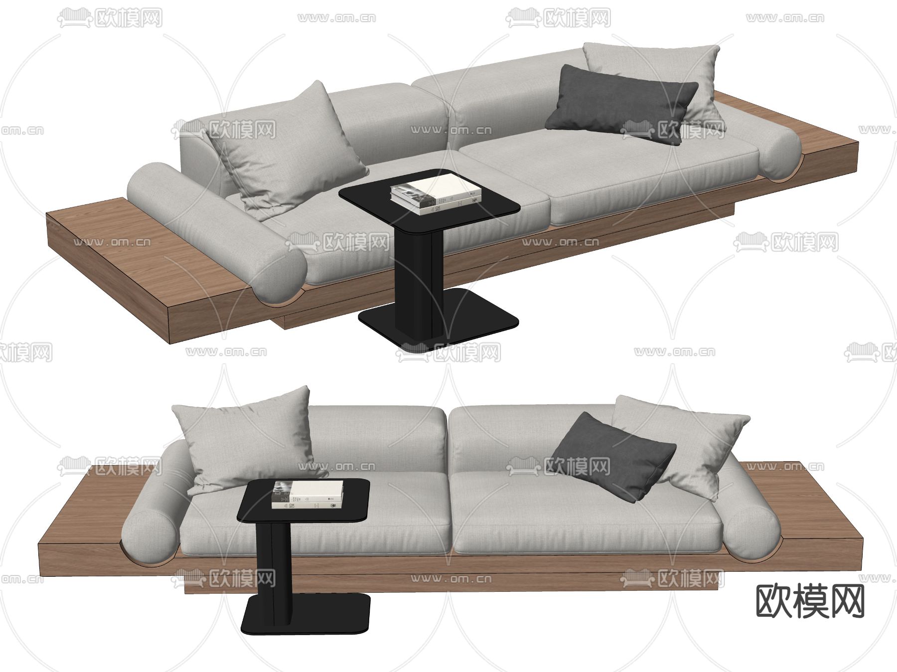 日式多人沙发su模型下载（渲染图2）