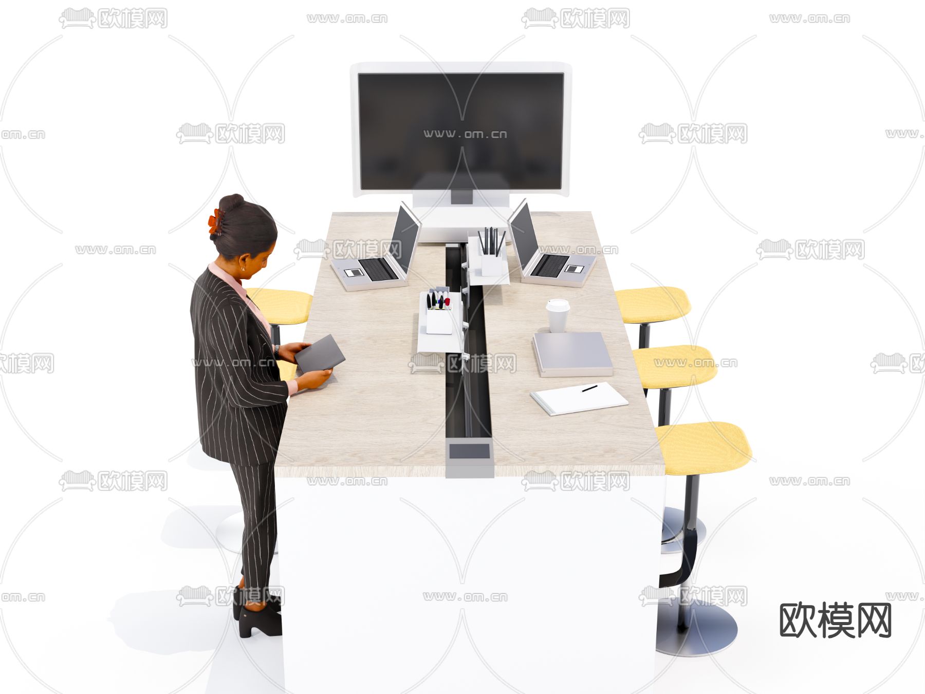 办公会议桌椅su模型下载（渲染图2）