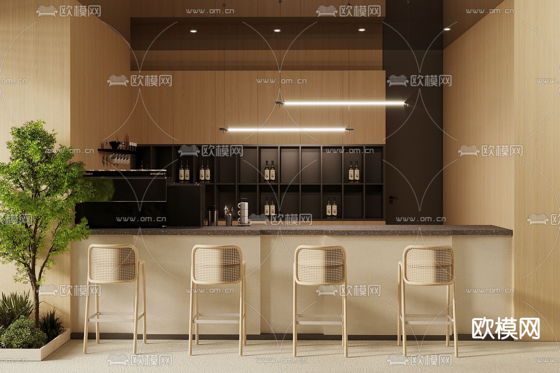 咖啡厅操作台 水吧台 吧台3d模型下载