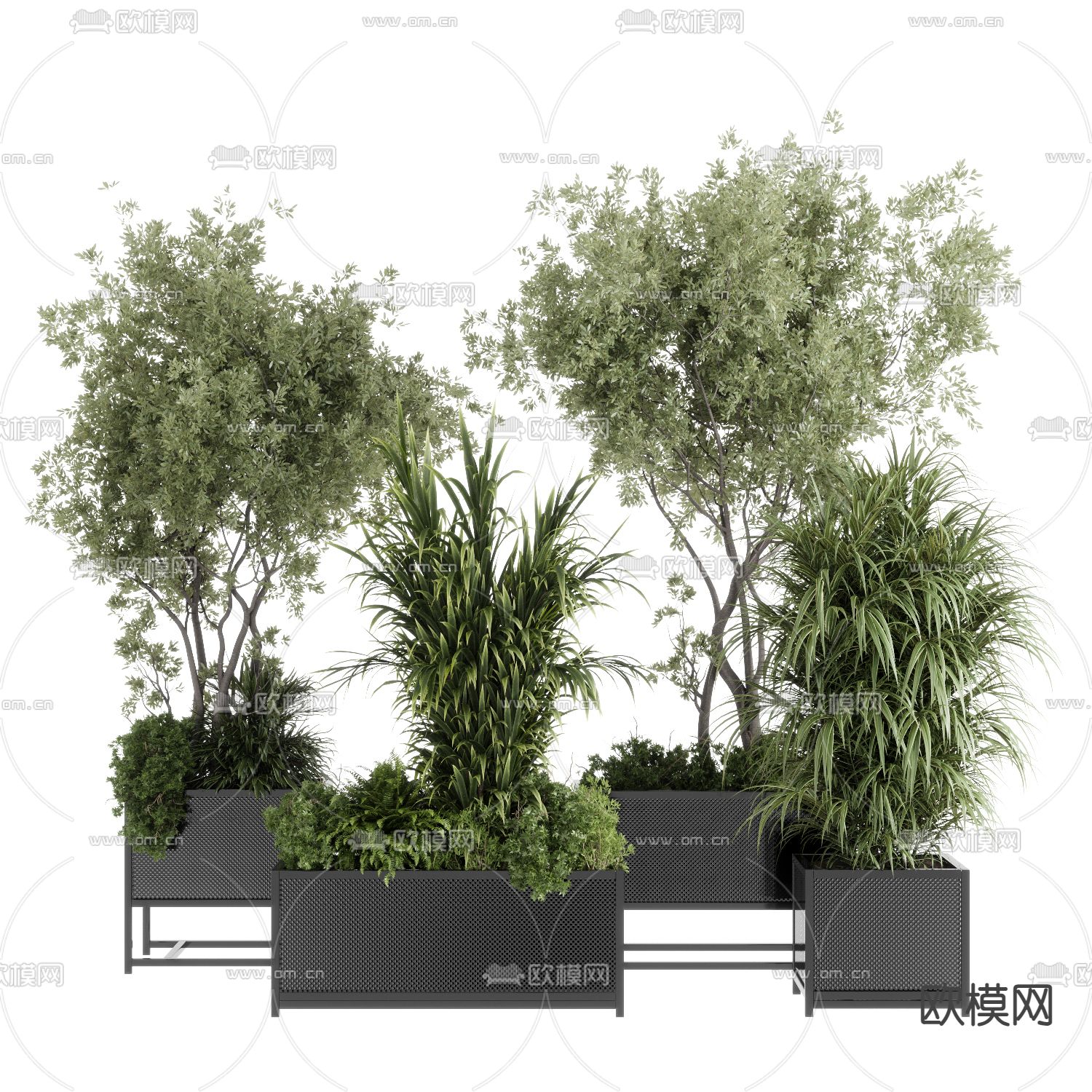 花箱 花槽 花池 盆栽3d模型下载（渲染图1）