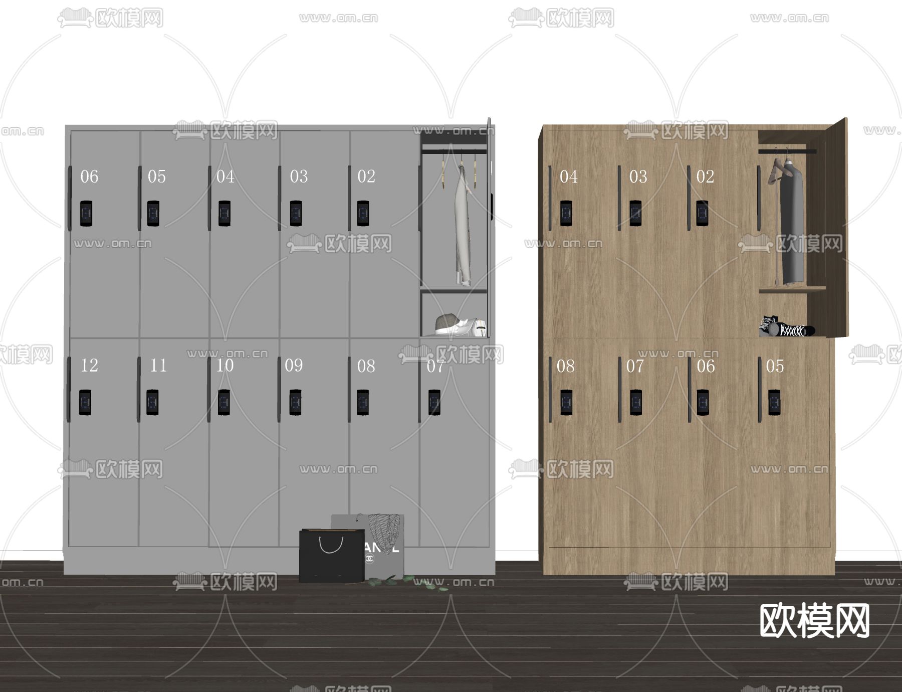 更衣柜 储物柜 存物柜su模型下载（渲染图2）