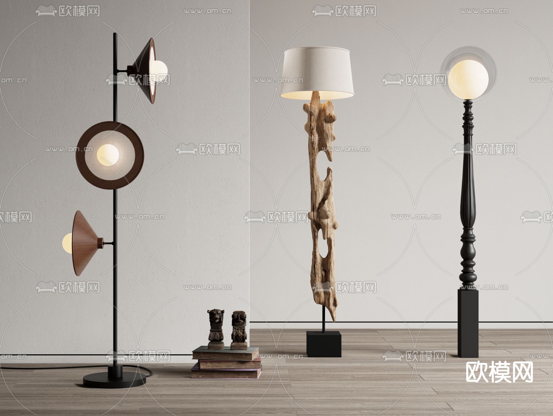 中古风落地灯 树枝落地灯3d模型下载