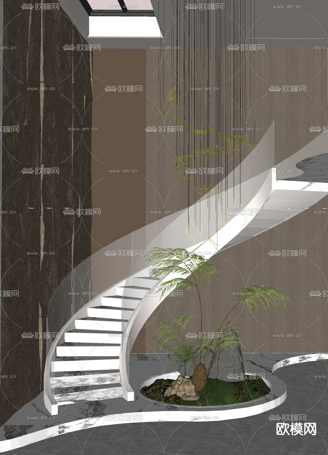 现代楼梯间su模型下载（渲染图2）