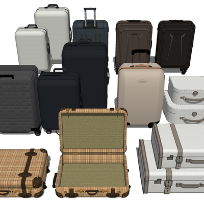  行李箱 箱包su模型 