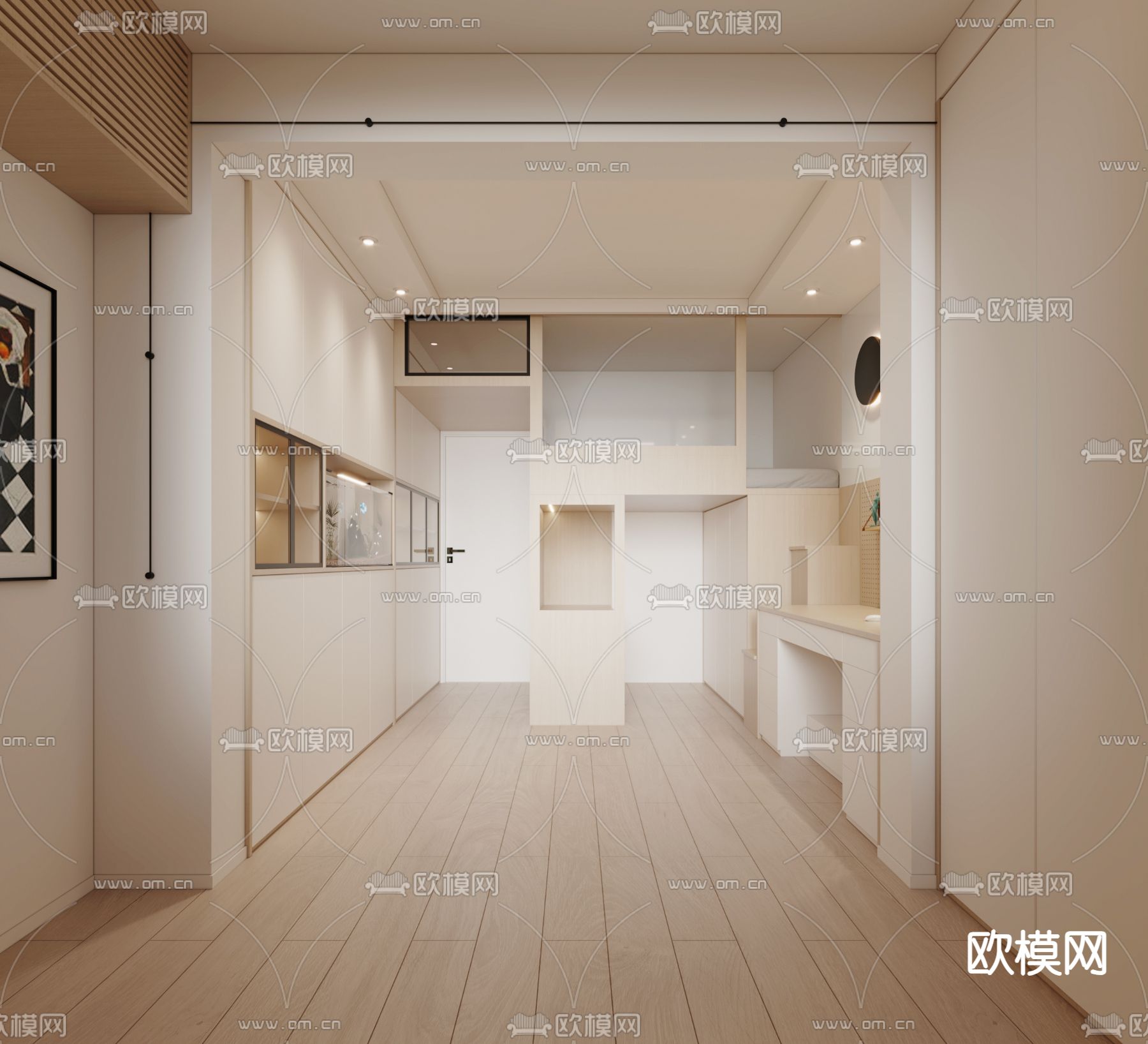 日式厨房 橱柜3d模型下载（渲染图1）