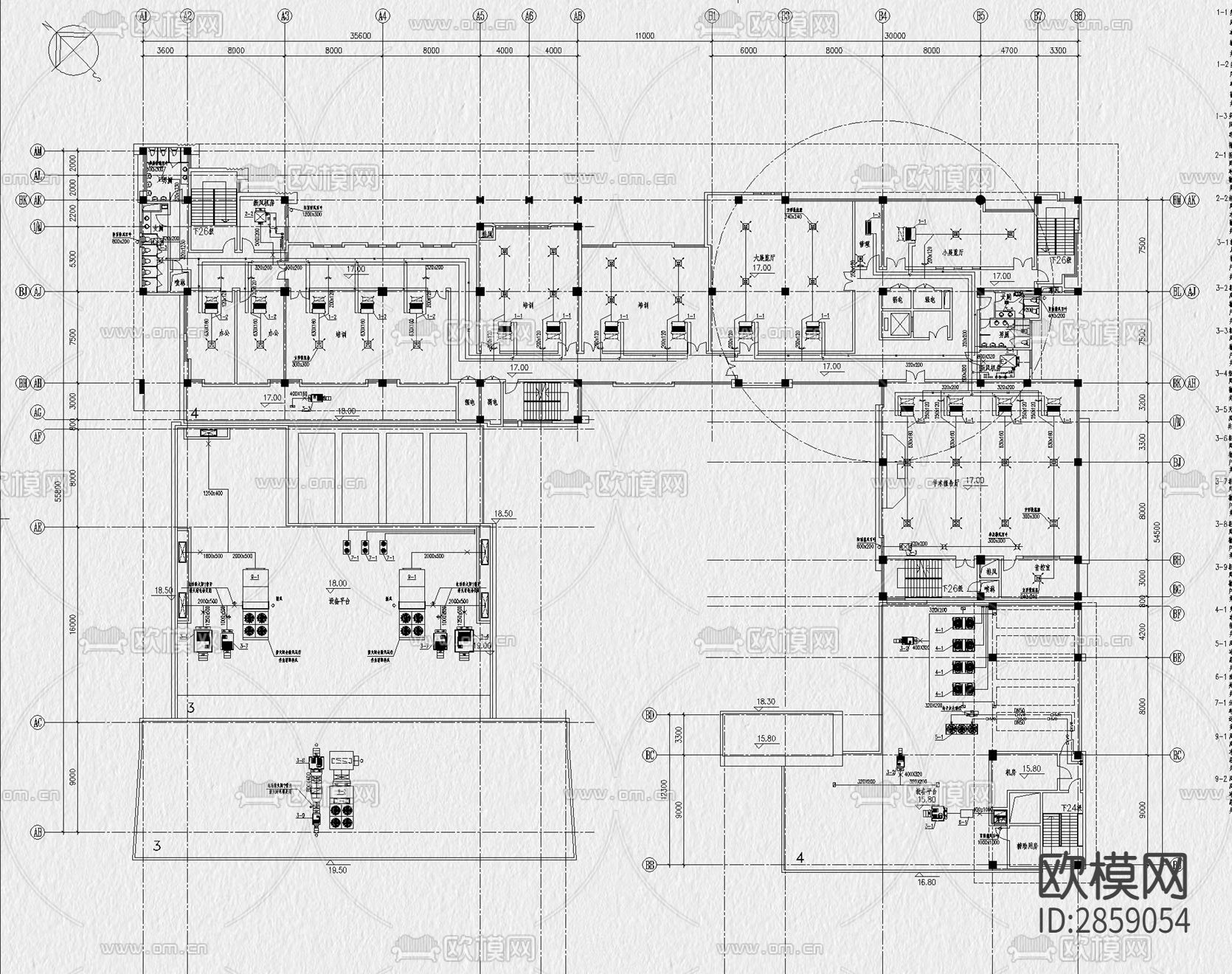 中央空调系统图cad大样图下载（渲染图6）