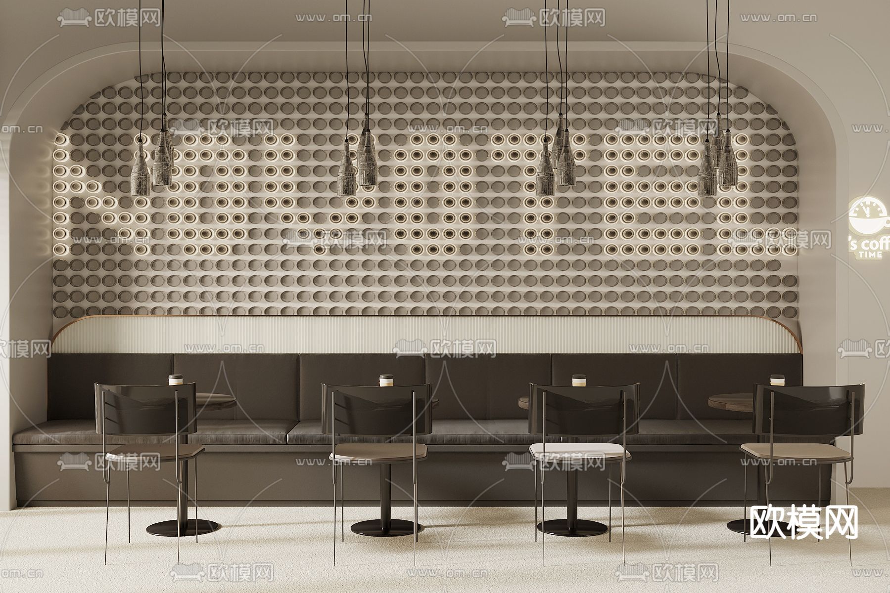 咖啡厅卡位区3d模型下载