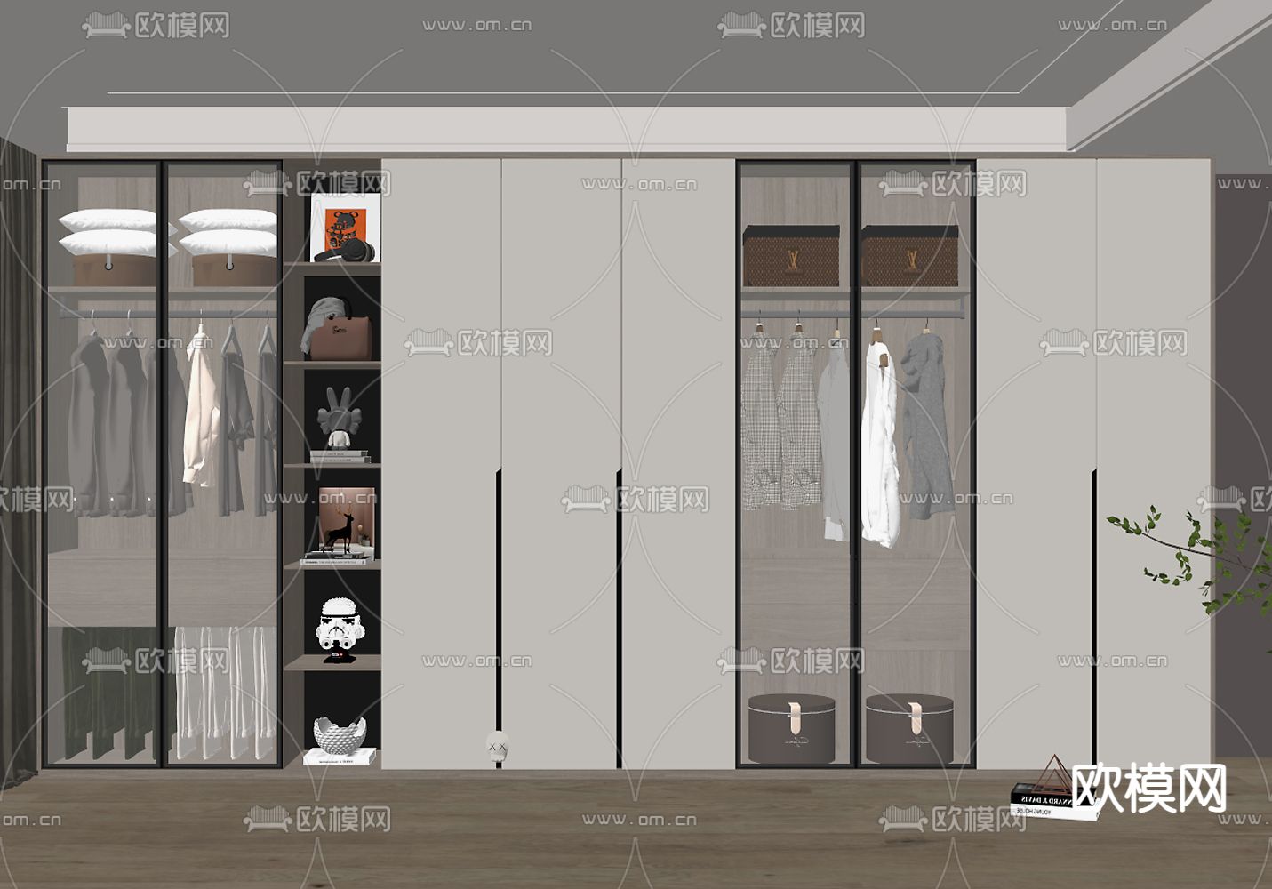 现代衣柜su模型下载（渲染图2）
