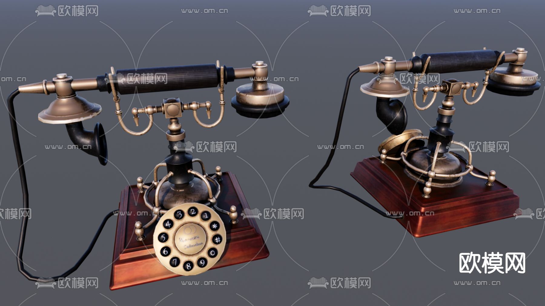复古电话su模型下载（渲染图1）