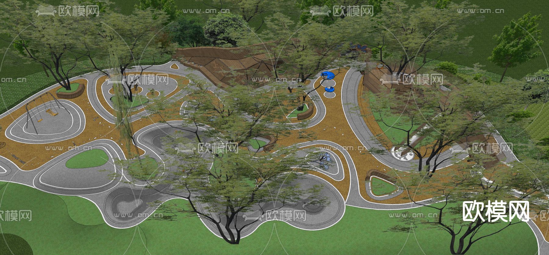 儿童活动场地 探险游乐区su模型下载（渲染图4）