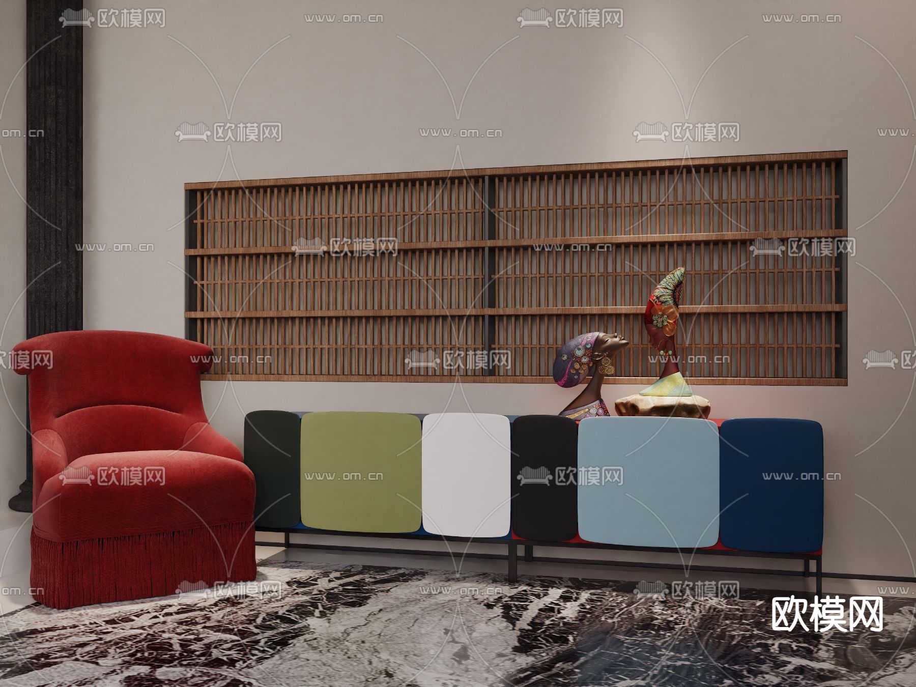 电视柜3d模型下载（渲染图1）