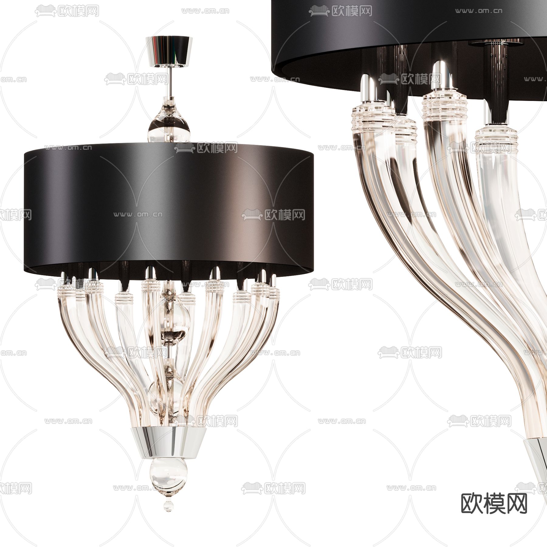 水晶吊灯3d模型下载（渲染图1）