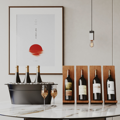  红酒 酒瓶 酒杯 酒桶su模型 